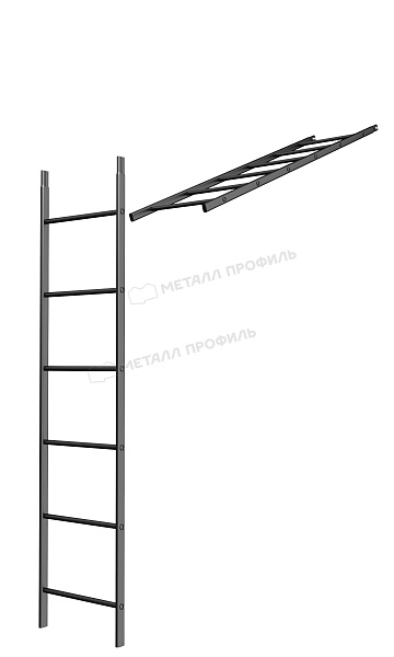 Лестница кровельная стеновая дл. 1860 мм без кронштейнов (9005) ― где заказать в Иркутске? В Компании Металл Профиль!